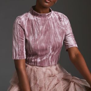 Anthropologie Pilcro Velveteen Mock Neck Top Size Small Pink Anthro